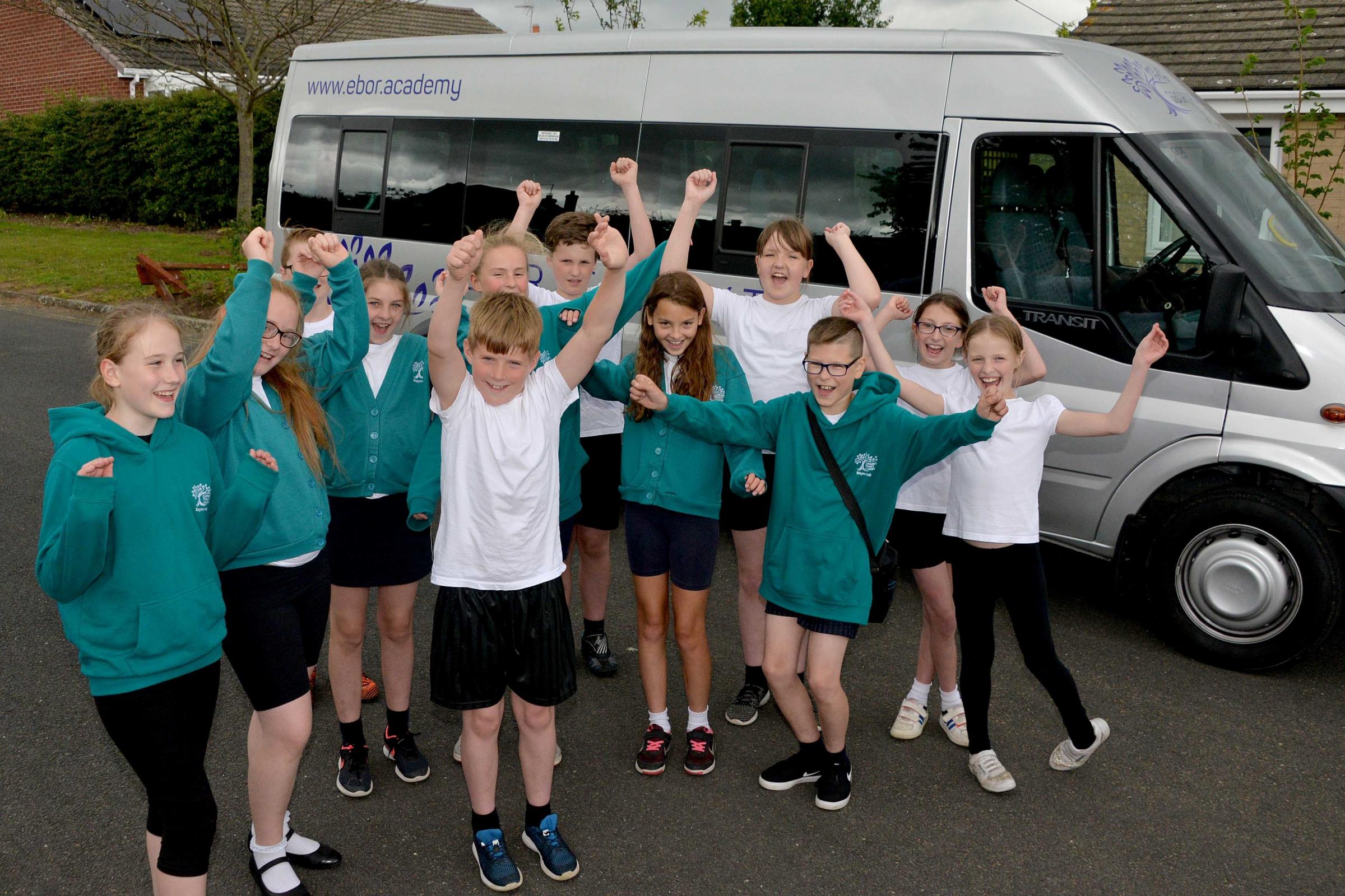 Selby pupils celebrate their new minibus
