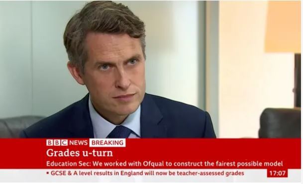 Gavin Williamson announces an exams U-turn