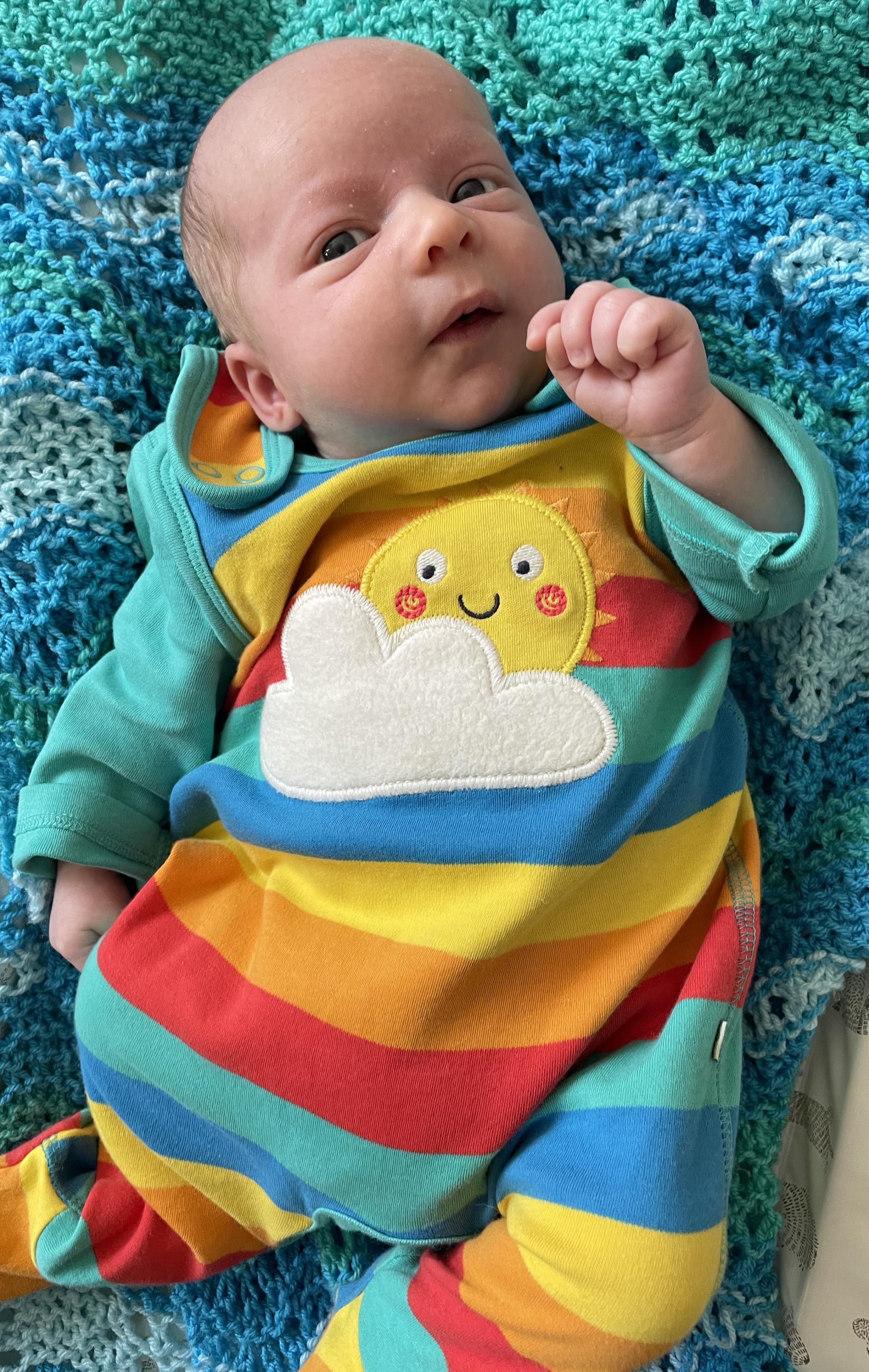 Adam Davies, pictured at 4 weeks old - born on February 2 weighing 6lb 4oz